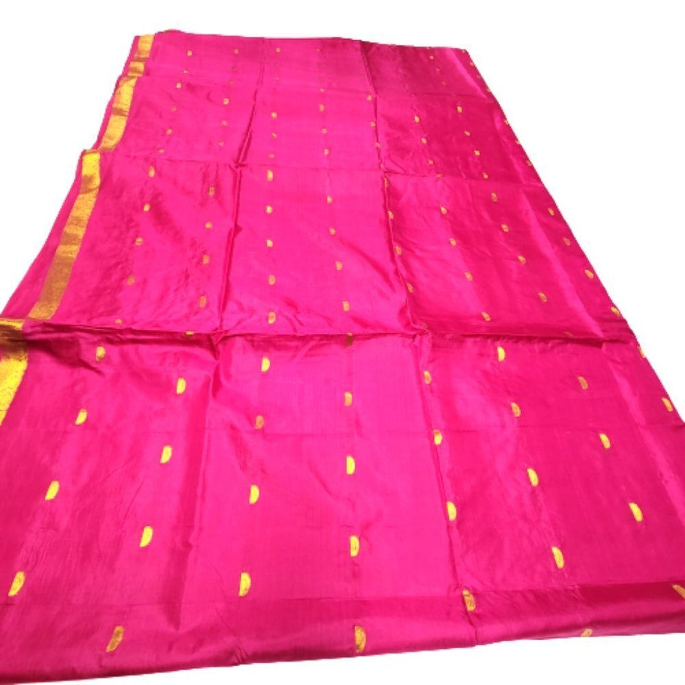 Saree, Sari,Pink and Gold Saree - Unstitched- NEW !